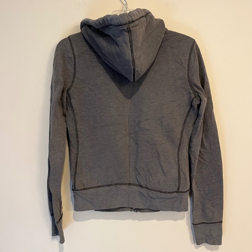 VTG Y2K Hollister Hoodie Sweatshirt Full Zip Fleece Sherpa Lined Gray Size Small - Picture 2 of 5